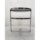 Lamp or occasional tables, pair contemporary glass and chrome. H.66 W.60cm.