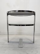 Lamp or occasional tables, pair contemporary glass and chrome. H.66 W.60cm.