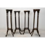 A set of four 19th century style mahogany jardiniere stands on barley twist supports. H.104 W.32 D.