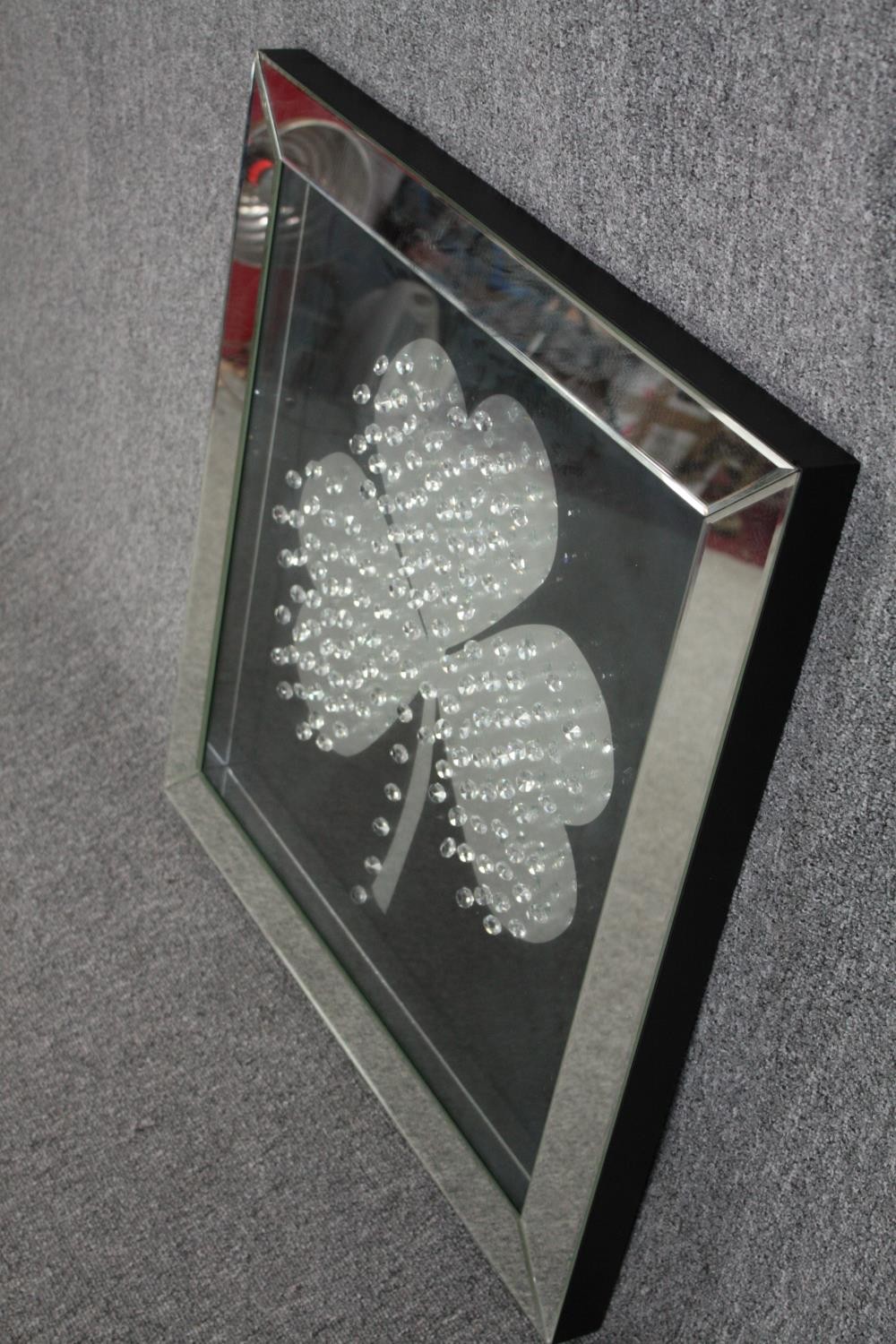 A mirror with shamrock decoration. H.70 W.70cm. - Image 2 of 5