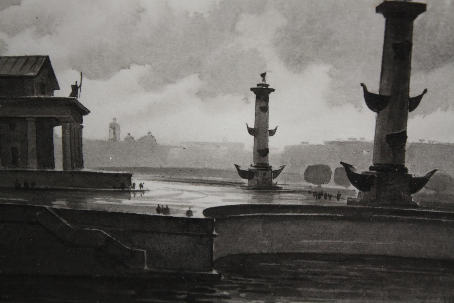 Oleg Eldeukov (Russian b.1966). Four framed works. Ink on paper. St Petersburg scenes titled, The - Image 5 of 10