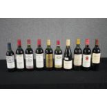 Ten bottles of French red wine. Eight bottled in the early 80s, one in 1990 and a Pinot Noir bottled