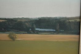 John Tanton. Oil on board. Landscape titled 'Darenth Valley'. Framed H.27 W.32cm.