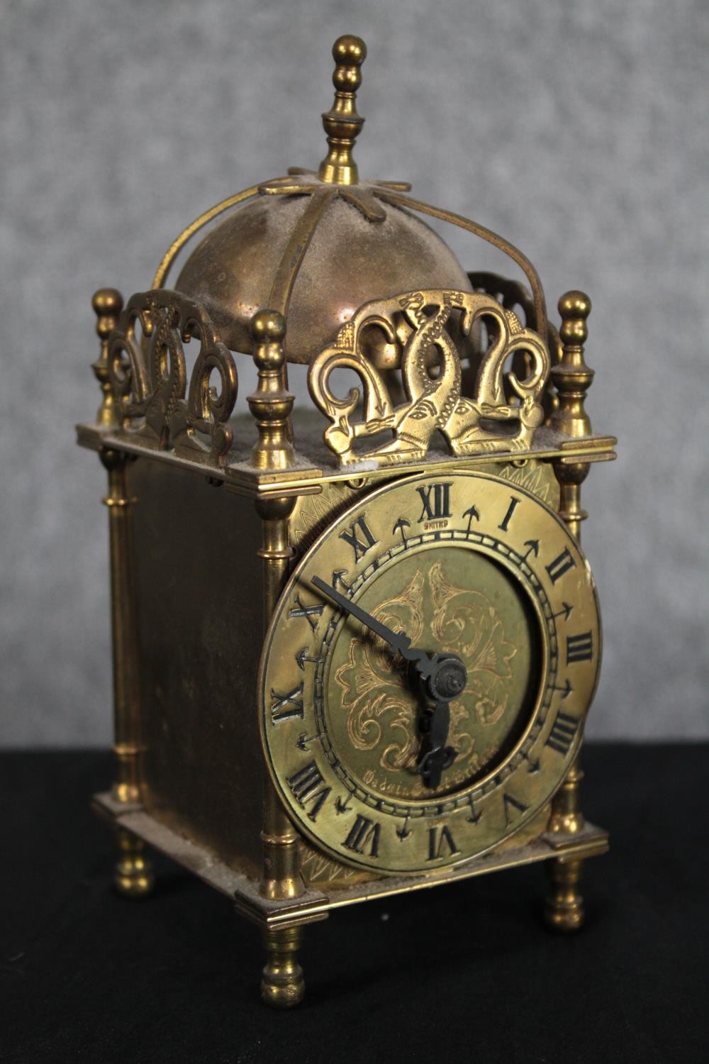Mixed collection. A 19th century brass inlaid rosewood sewing box, brass clock and copper - Image 6 of 14