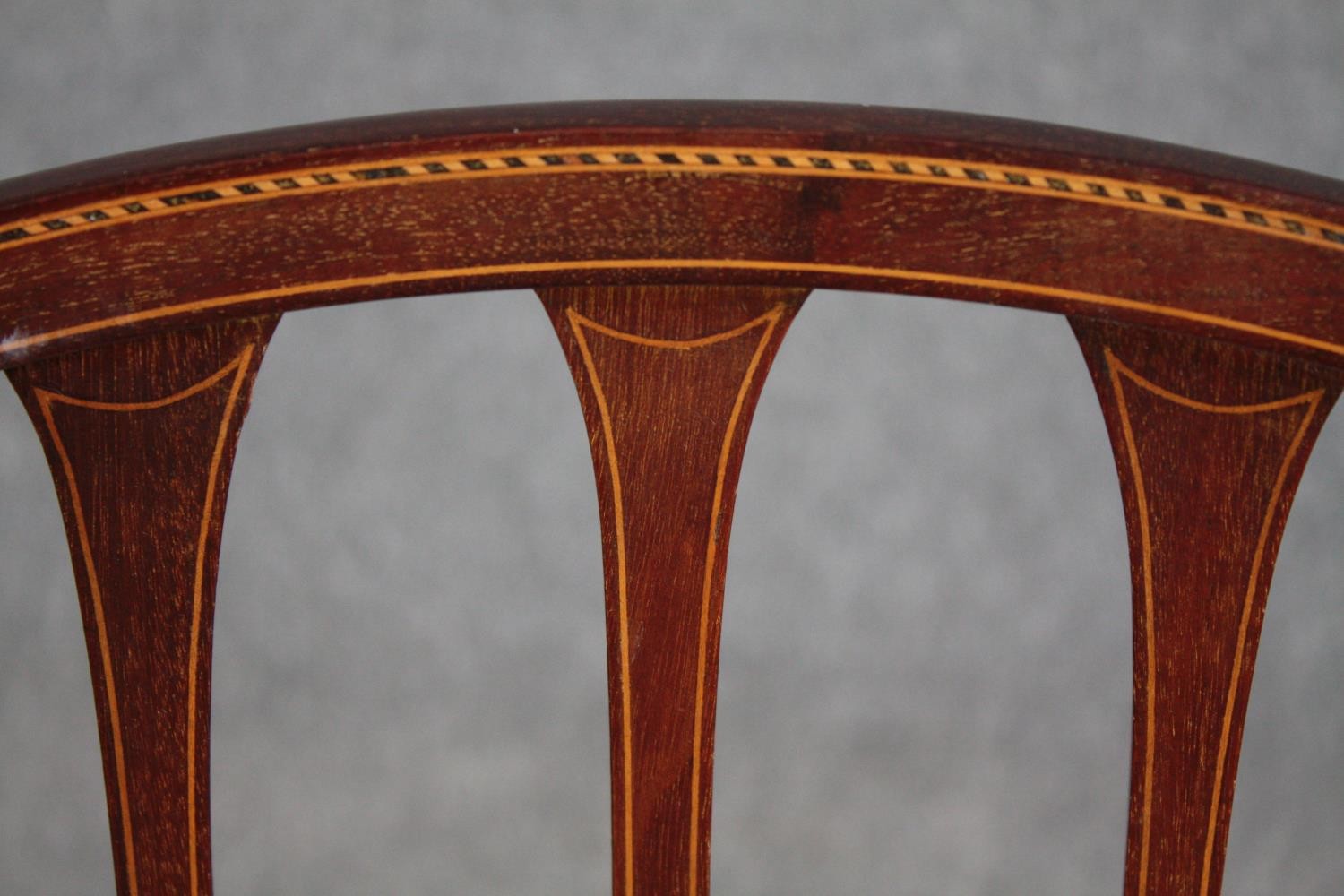 Dining chair, Edwardian mahogany with satinwood inlay. - Image 5 of 5