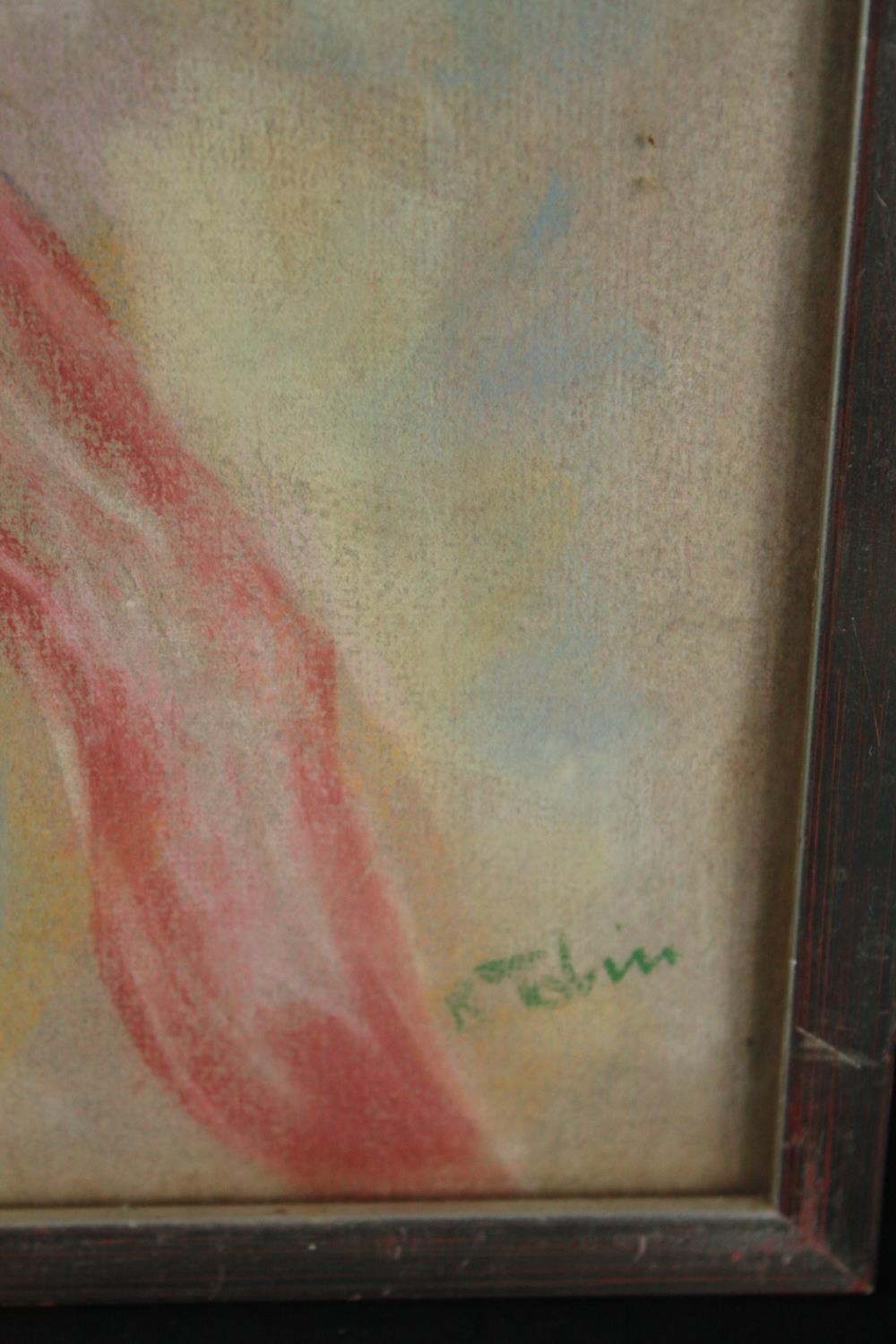 Pastel on paper. Ballet dancer. Signed indistinctly lower right. Framed and glazed. H.48 W.33cm. - Image 3 of 4