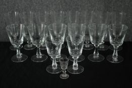 A mixed collection of stemmed glasses. Including eight John Jenkins wine glasses, eight Champagne