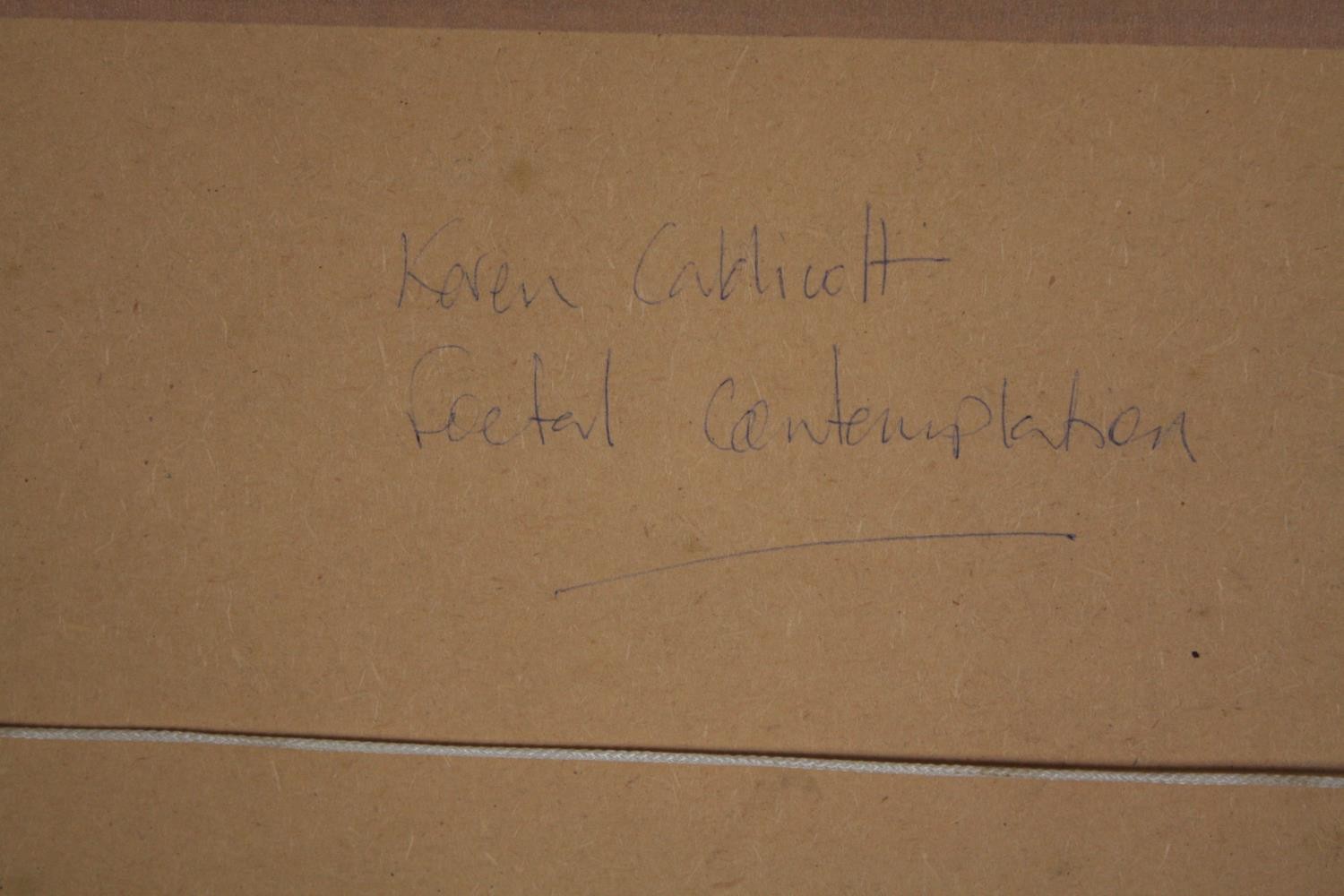 Karen Caldicott. Pencil on paper. Signed and titled 'Foetal Contemplation' on the back. Framed and - Image 3 of 3