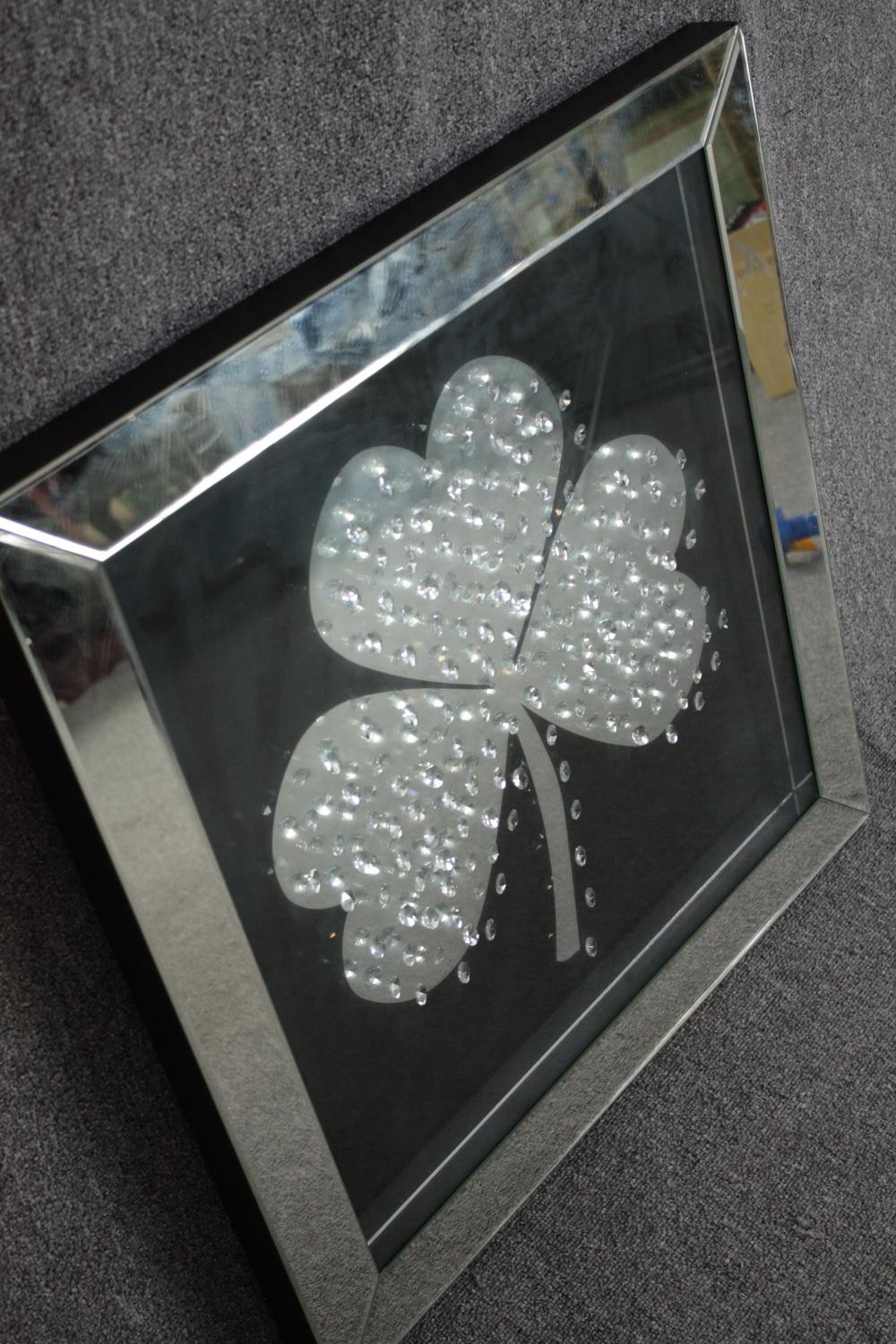 A mirror with shamrock decoration. H.70 W.70cm. - Image 3 of 5