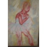 Pastel on paper. Ballet dancer. Signed indistinctly lower right. Framed and glazed. H.48 W.33cm.