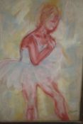 Pastel on paper. Ballet dancer. Signed indistinctly lower right. Framed and glazed. H.48 W.33cm.