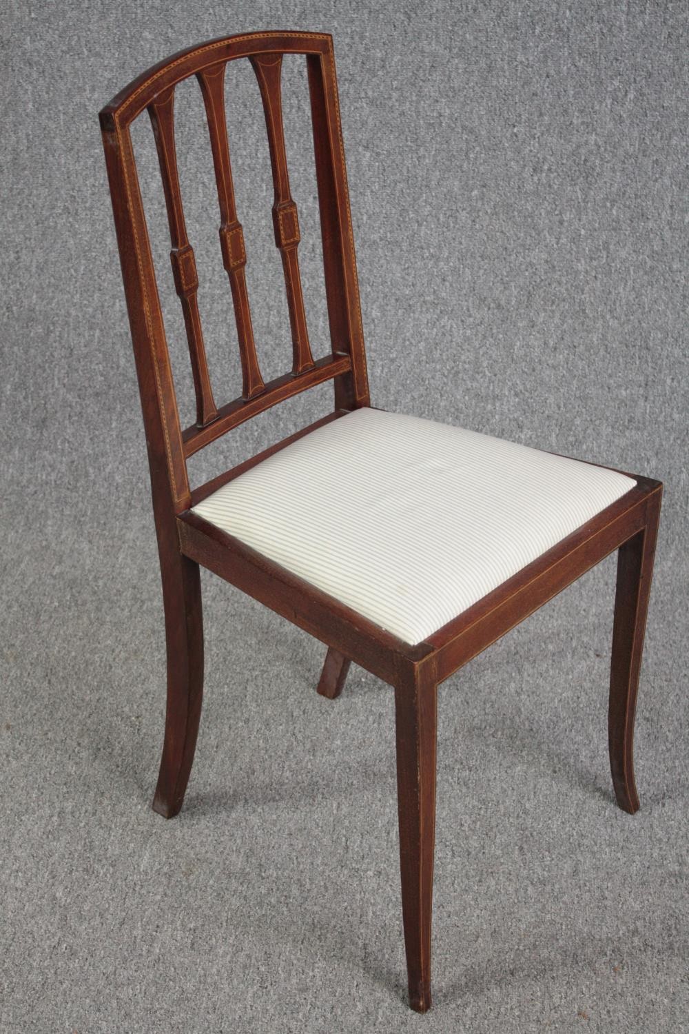 Dining chair, Edwardian mahogany with satinwood inlay. - Image 2 of 5