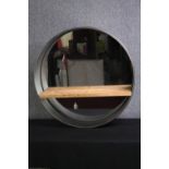 A contemporary industrial style metal framed mirror. Dia.80cm.