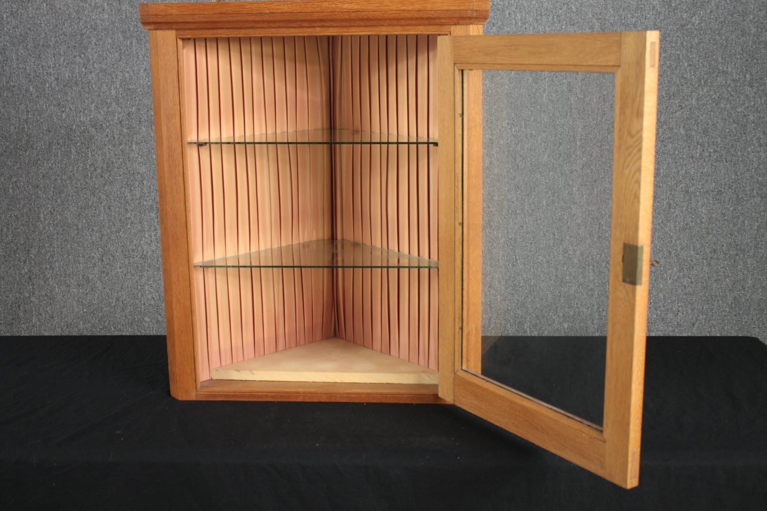 A contemporary pine wall cabinet along with a similar CD rack and corner cupboard. H.69 W.74 D.18cm. - Image 12 of 13