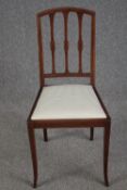 Dining chair, Edwardian mahogany with satinwood inlay.