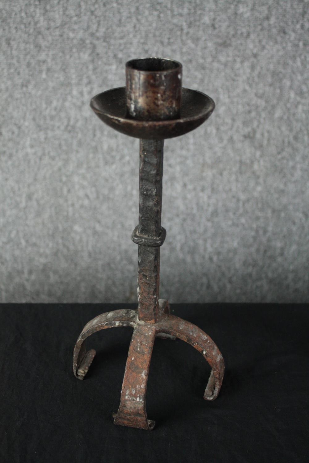 A collection of various candleholders. Three matching pairs. Pewter and metal. H.28cm. (largest) - Image 2 of 5