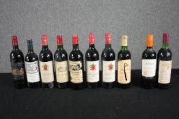 A mixed collection of French and Chilean red wine. Eight bottles including Pomerol and others