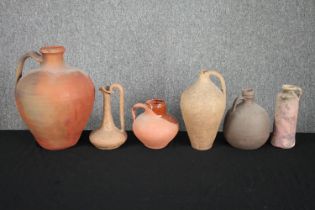 A mixed collection of six ceramic pots. H.39cm. (largest)