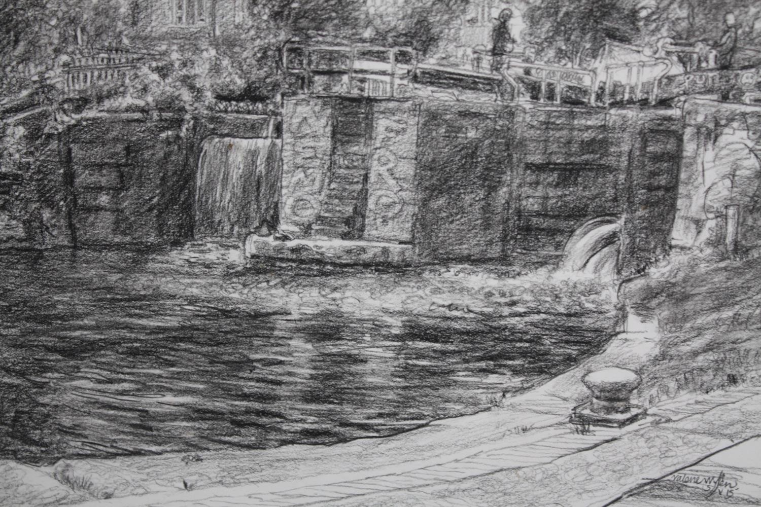 Valerie Wiffen ARCA (British b.1943). Pencil on paper. Regent’s Canal Framed and glazed. H.38 W.