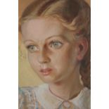 A pastel portrait of a girl. Dated 1943 and signed indistinctly bottom right. Framed and glazed. H.