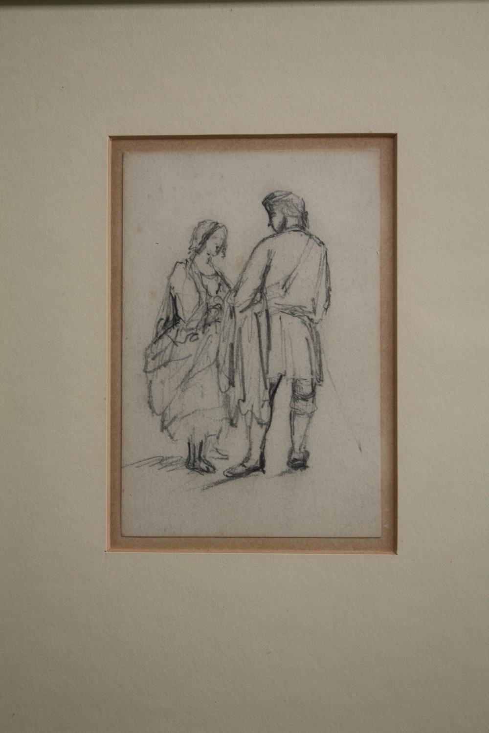 Aaron Edwin Penley (British. 1806–1870). Pencil drawing titled 'Two Highlanders'. With a label on - Image 3 of 6