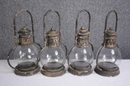 Four lanterns. Modern with a distressed finish. H.35cm.(each)