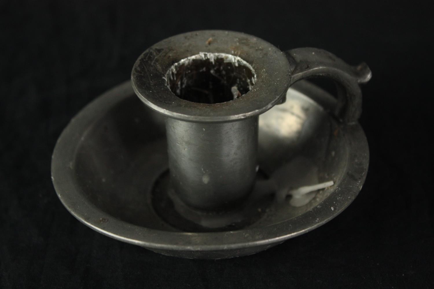 A collection of various candleholders. Three matching pairs. Pewter and metal. H.28cm. (largest) - Image 4 of 5