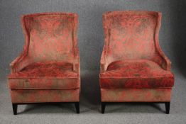 Armchairs, pair contemporary upholstered. H.100 W.176cm.(each)