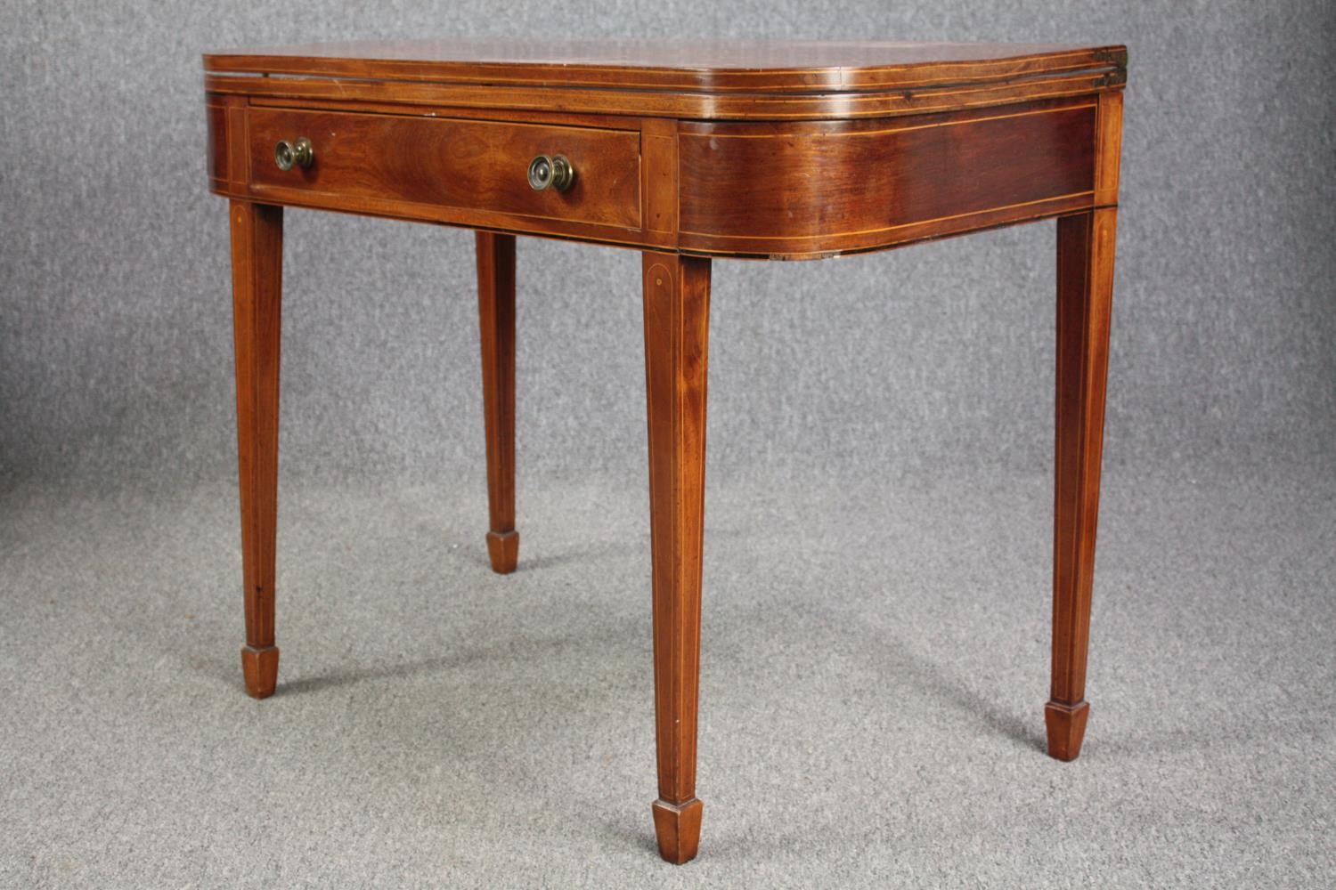 Tea table, Georgian mahogany with satinwood inlay. H.73 W.96 D.102. (ext) - Image 3 of 7