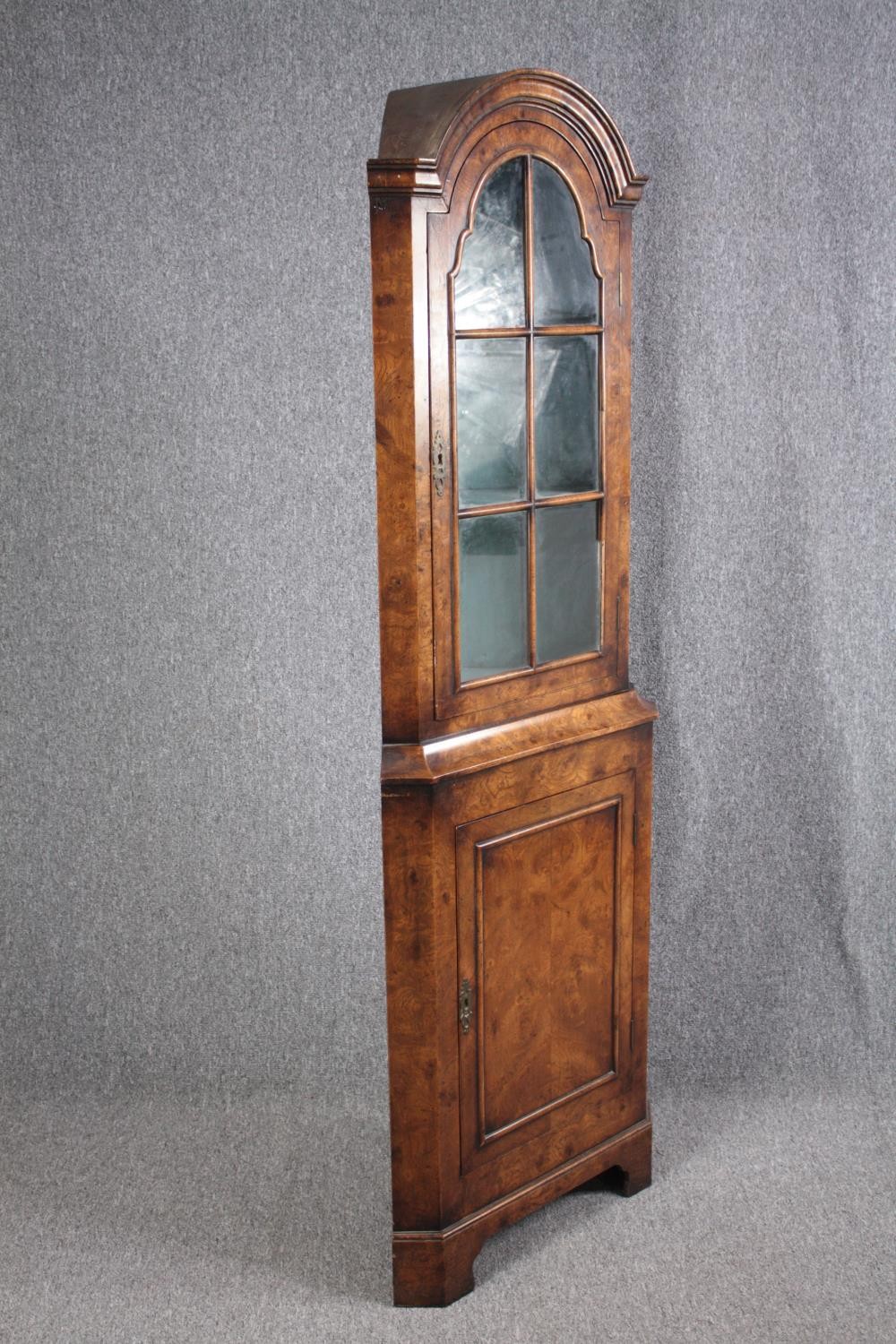 Corner cabinet, floor standing Georgian style burr elm. H.185 W.62 D.32cm. - Image 2 of 6