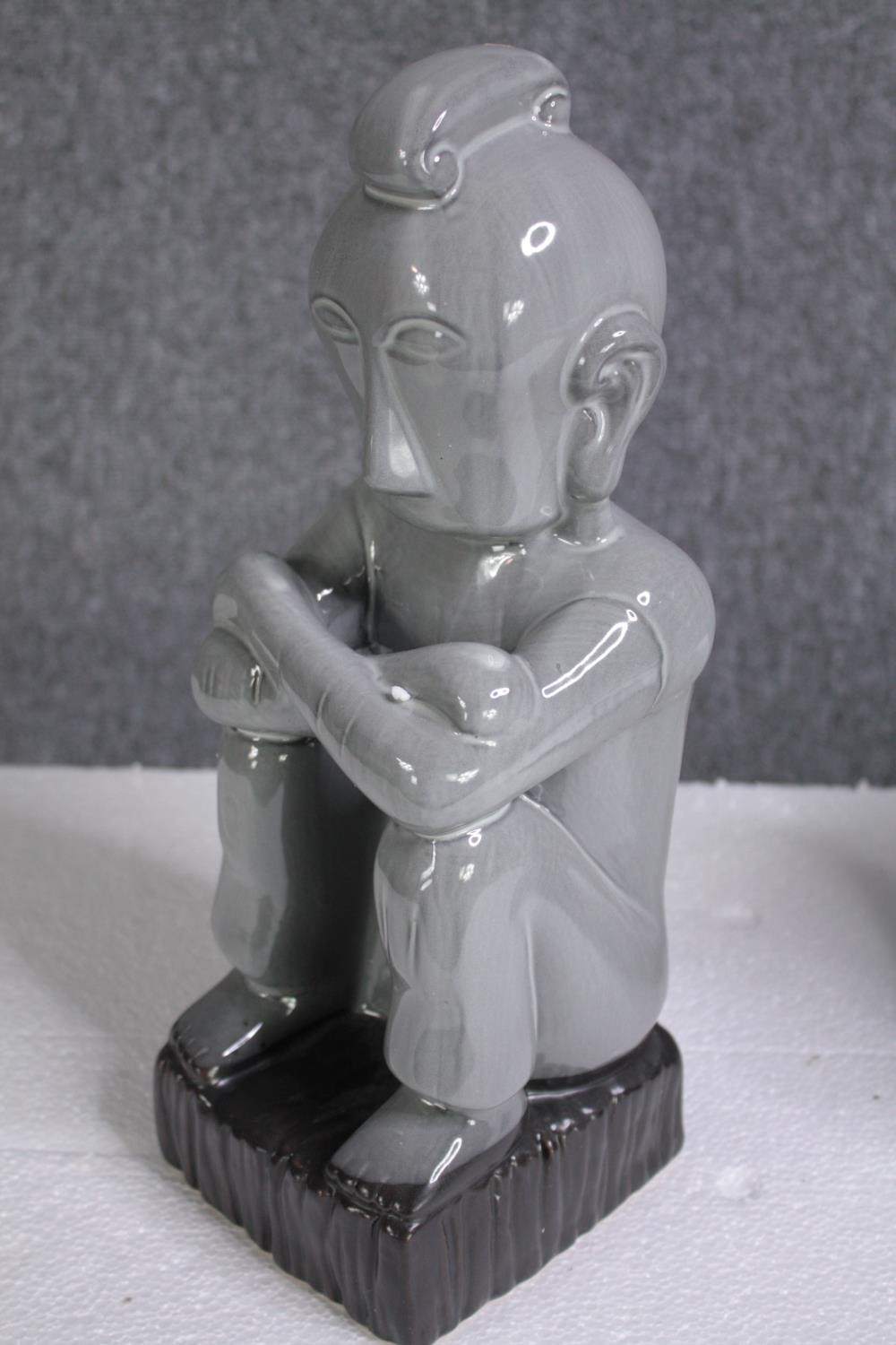 Three matching porcelain figures. H.36cm.(each) - Image 3 of 4