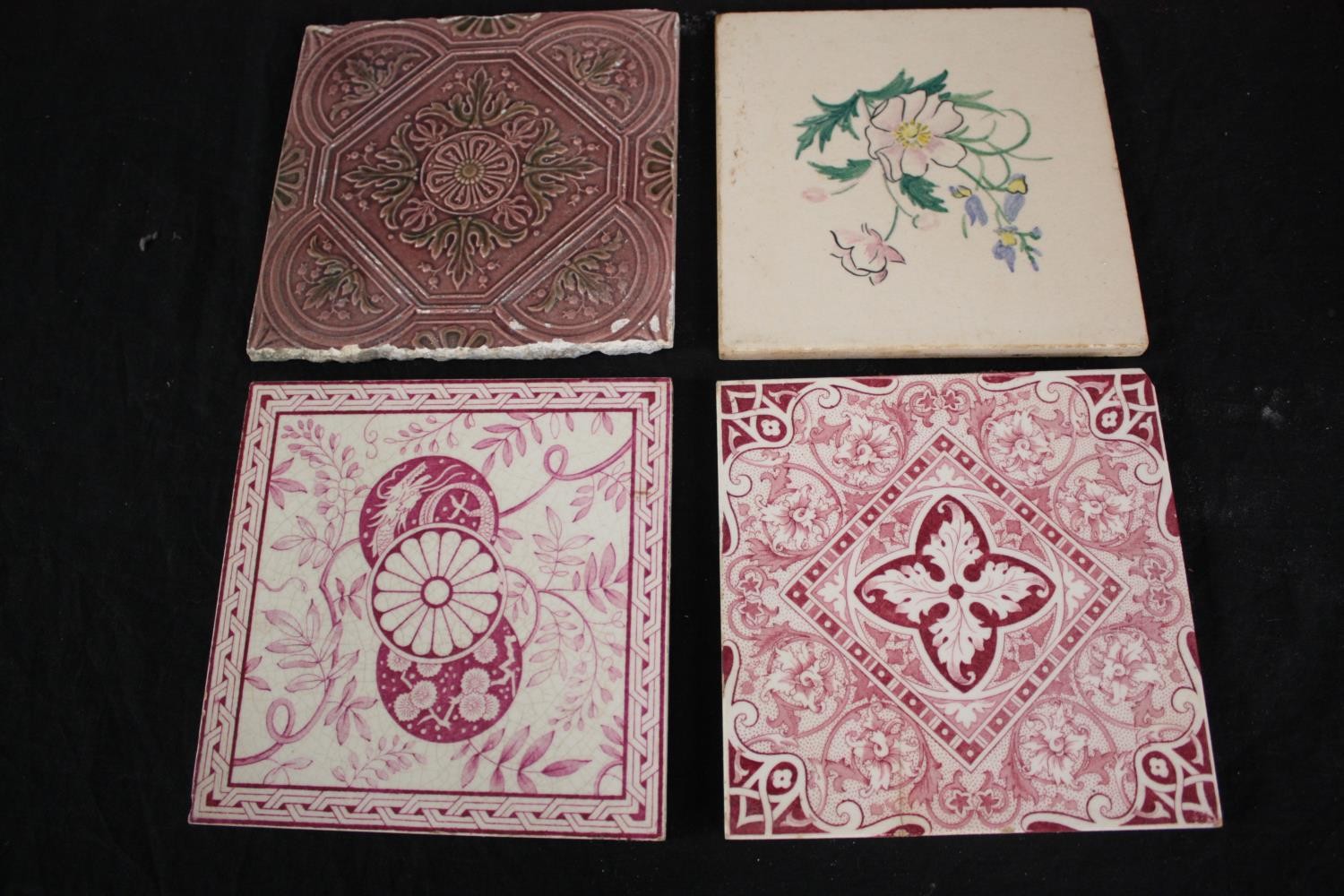 A mixed collection of twelve late 19th century tiles. H.15.5 W.15.5 cm. - Image 2 of 5