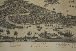 A map of Venice. A modern reproduction. Framed and glazed. H.44 W.66 cm.