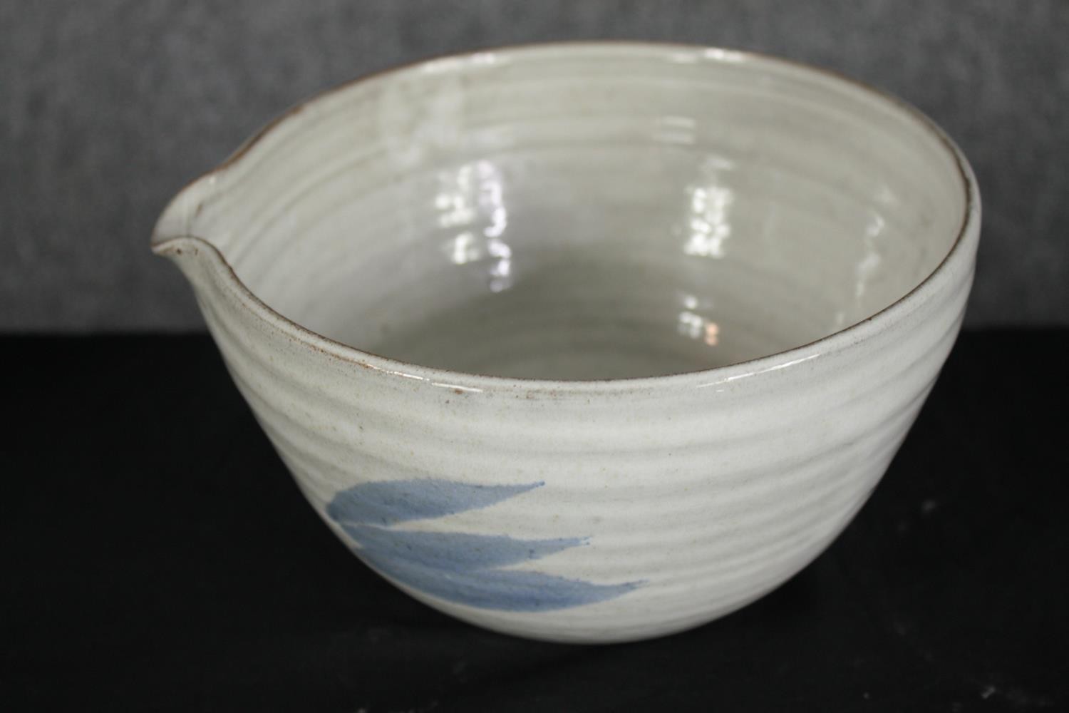 A collection of five bowls and three plates in various glazes, some signed on the base. H.32 W.23cm. - Image 2 of 9