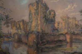 James Ulric Walmsley (1860-1954). Oil painting on canvas. Castle ruins. Unsigned. In a decorated
