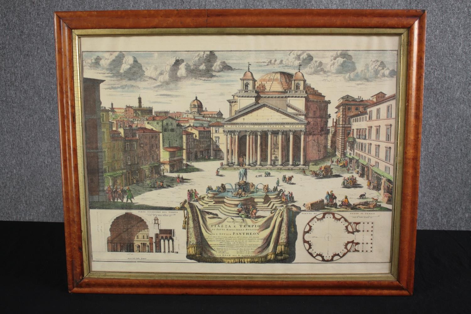 Giovanni Battista Piranesi. A hand coloured reprint. Probably 1920's. Framed and glazed. H.65 W. - Image 2 of 4