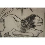 Etching. A lion. Unsigned and unnumbered. H.31 W.31cm.