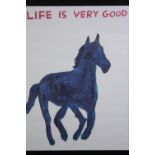 David Shrigley. 'Life is Good'. Lithograph print on 200g Munken Lynx paper. Printed 2020. Framed and