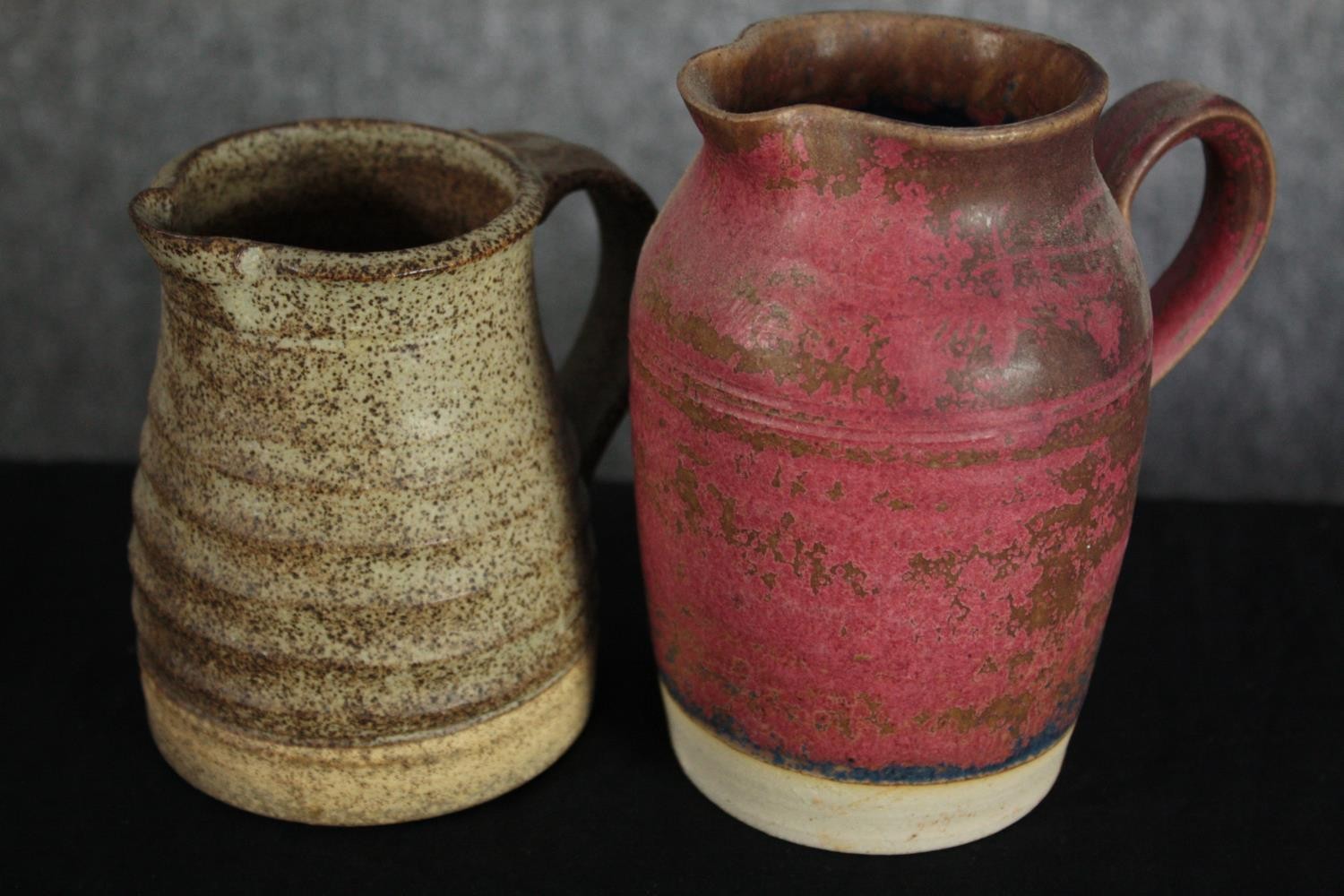 A mixed collection of pottery. Three jugs and two pots. Signed 'O.E.F' and Stephen Llewellyn Pottery - Image 8 of 9