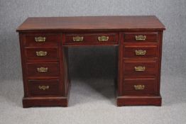 Pedestal desk, Victorian walnut. H.80 W.137 D.57cm. (One handle detached but present and with