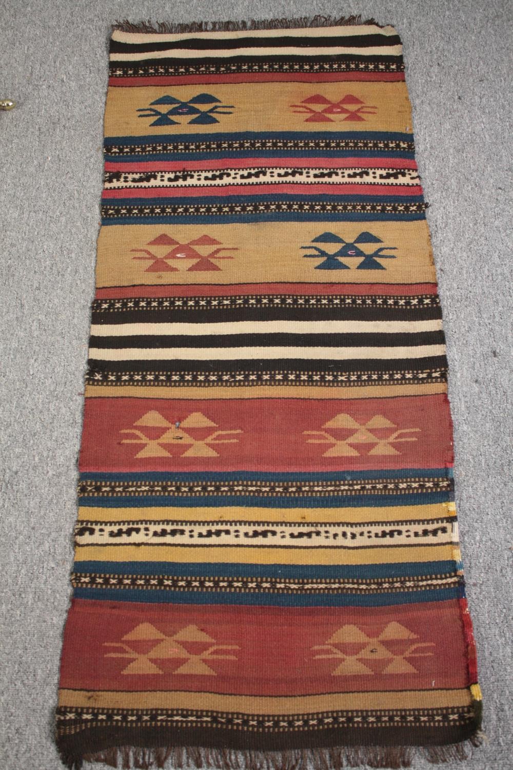 An Eastern rug along with a Kelim runner. L.137 W.60cm. (largest) - Image 3 of 8