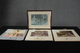 William Russell Flint. A collection of three framed lithographs and a calendar. H.41 W.50cm. (