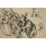 A charcoal study of apes. Signed 'John Matthews lower right and dated 1994. Mounted and unframed.