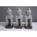 Three matching porcelain figures. H.36cm.(each)