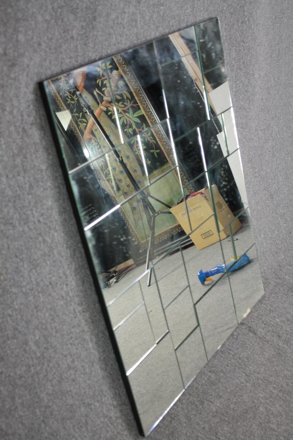 Wall mirror, contemporary glazed in geometric sections. H.99 W.77cm. - Image 3 of 4