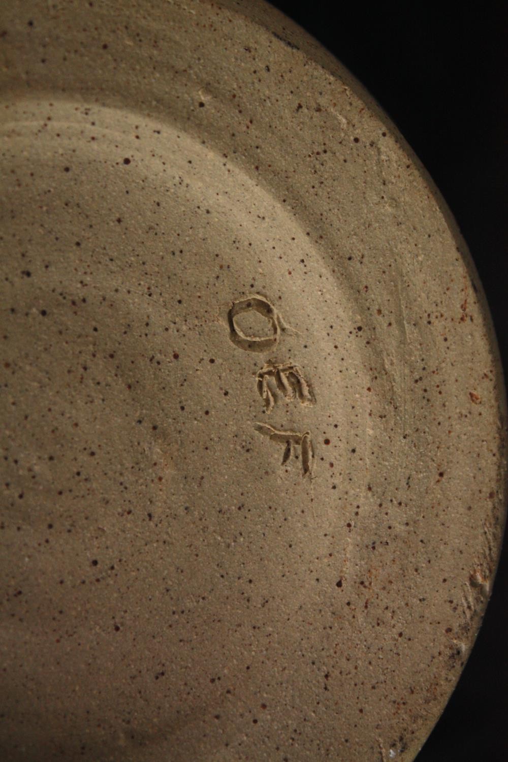 A mixed collection of pottery. Three jugs and two pots. Signed 'O.E.F' and Stephen Llewellyn Pottery - Image 7 of 9