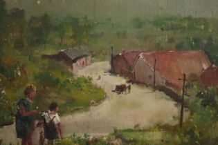 Oil painting on canvas. Landscape. Titled 'Brandenburg' and dated 1940. Relined and restored. H.34