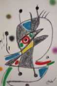 Joan Miro. Lithograph signed in the plate. Edition of 1500 copies. With a label on the back from the