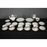 Royal Grafton fine bone China tea set. Incomplete. Includes five cups and saucers, a sugar bowl,