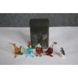 A selection of five glass animals. H.10cm. (tin)